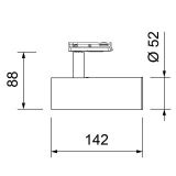 Stromschienen-Strahler RISP 12 W, 3-Phasen, schwarz